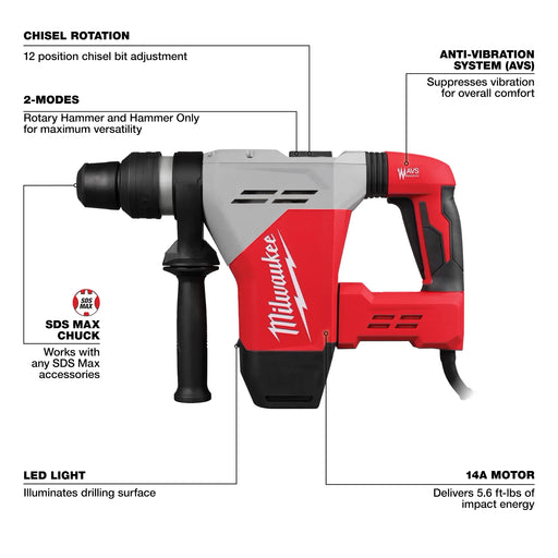 Milwaukee 5517-21 1-9/16" SDS Max Rotary Hammer - Image 2