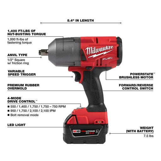 Milwaukee 2767-22R M18 Fuel Impact Wrench Kit - Image 2