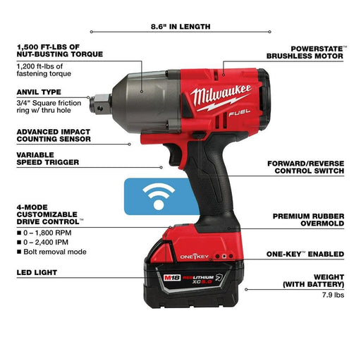 Milwaukee 2864-22r M18 Fuel Impact Wrench Kit - Image 2