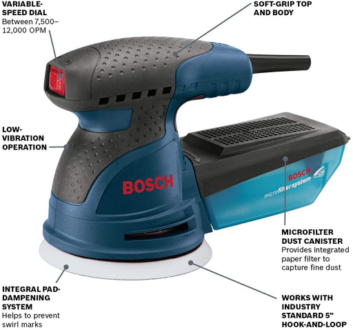 Bosch ROS20VSC 5" Palm-Grip Sander Kit - Image 2